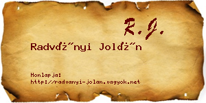 Radványi Jolán névjegykártya